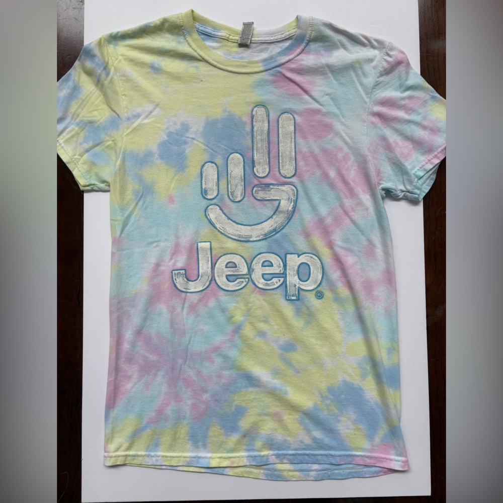 Jeep Pastel Tie-Dye T-Shirt - Pink, Blue, Yellow